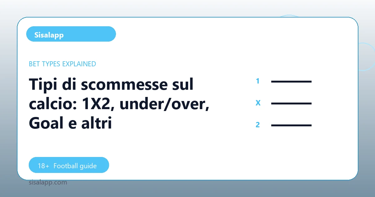 Tipi di scommesse sul calcio: 1X2, under/over, Goal e altri - Sisalapp football guide